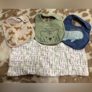 Carter’s Baby Bib Bundle & Large Muslin Drool Bib